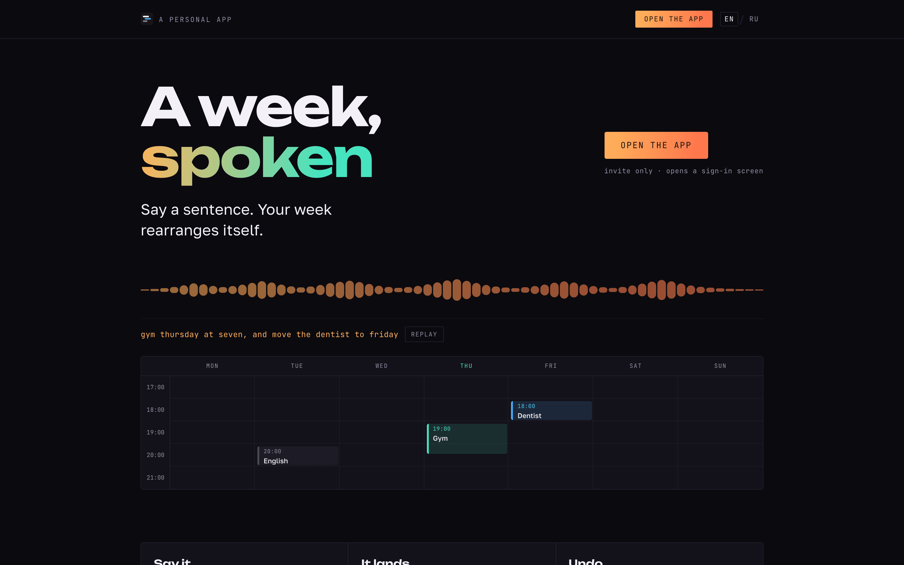 A Week, Spoken preview